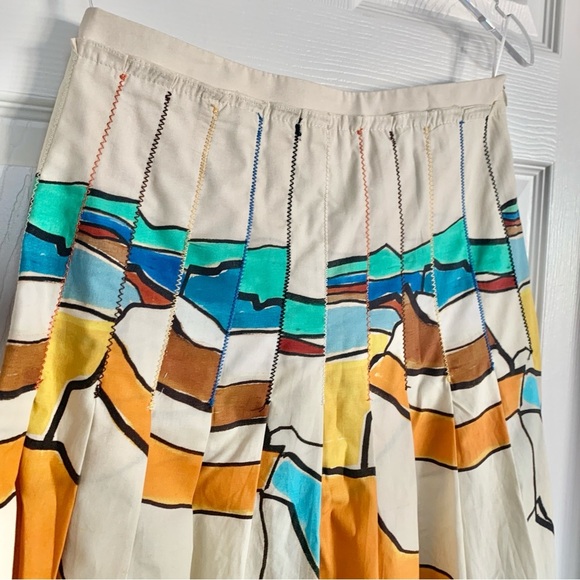 ZARA ZW Collection Printed Pleated Skirt Colorful Abstract Painting Midi - Picture 7 of 15